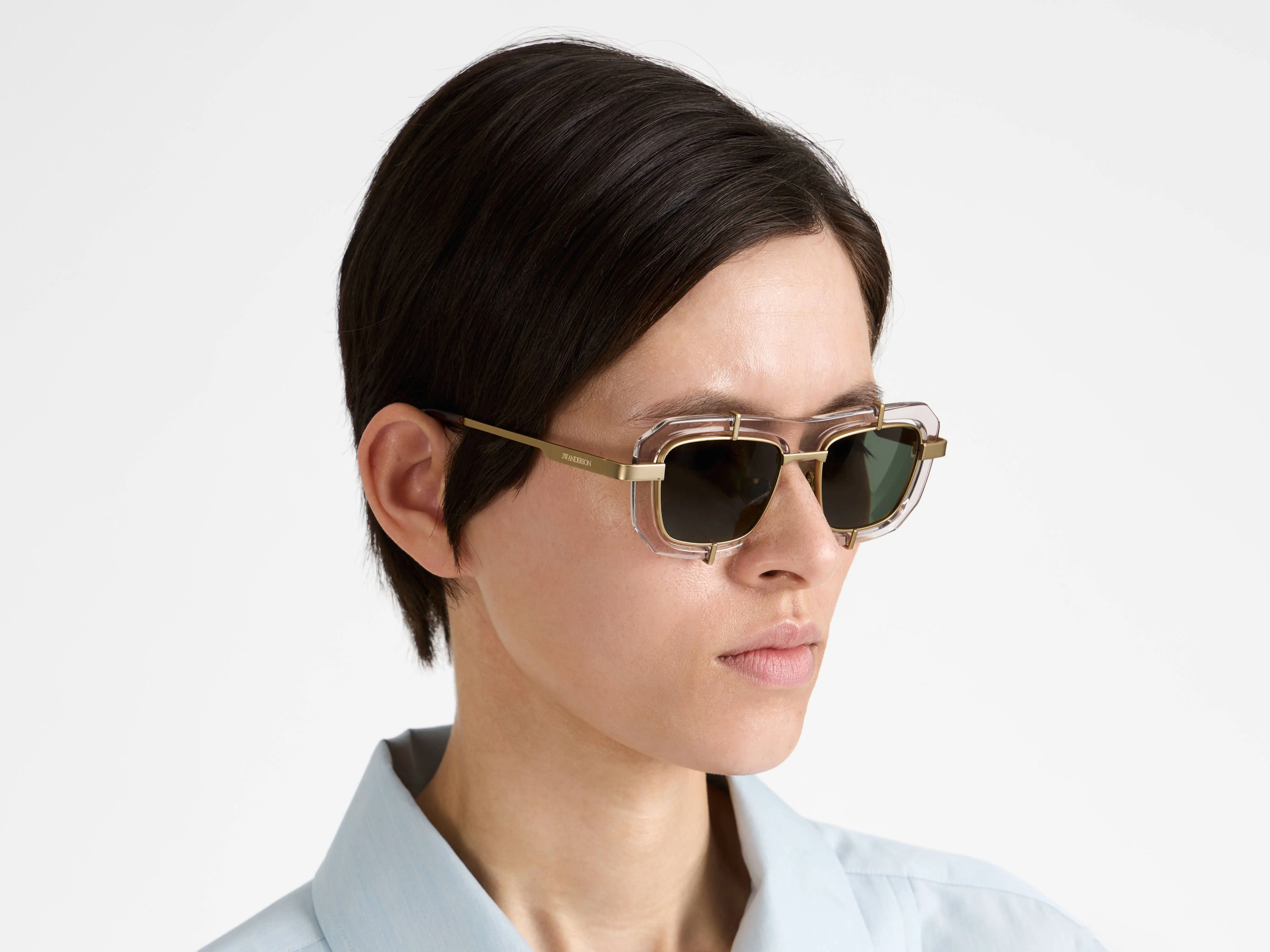 JWA03 GEOMETRIC SUNGLASSES IN CLEAR - Image 3
