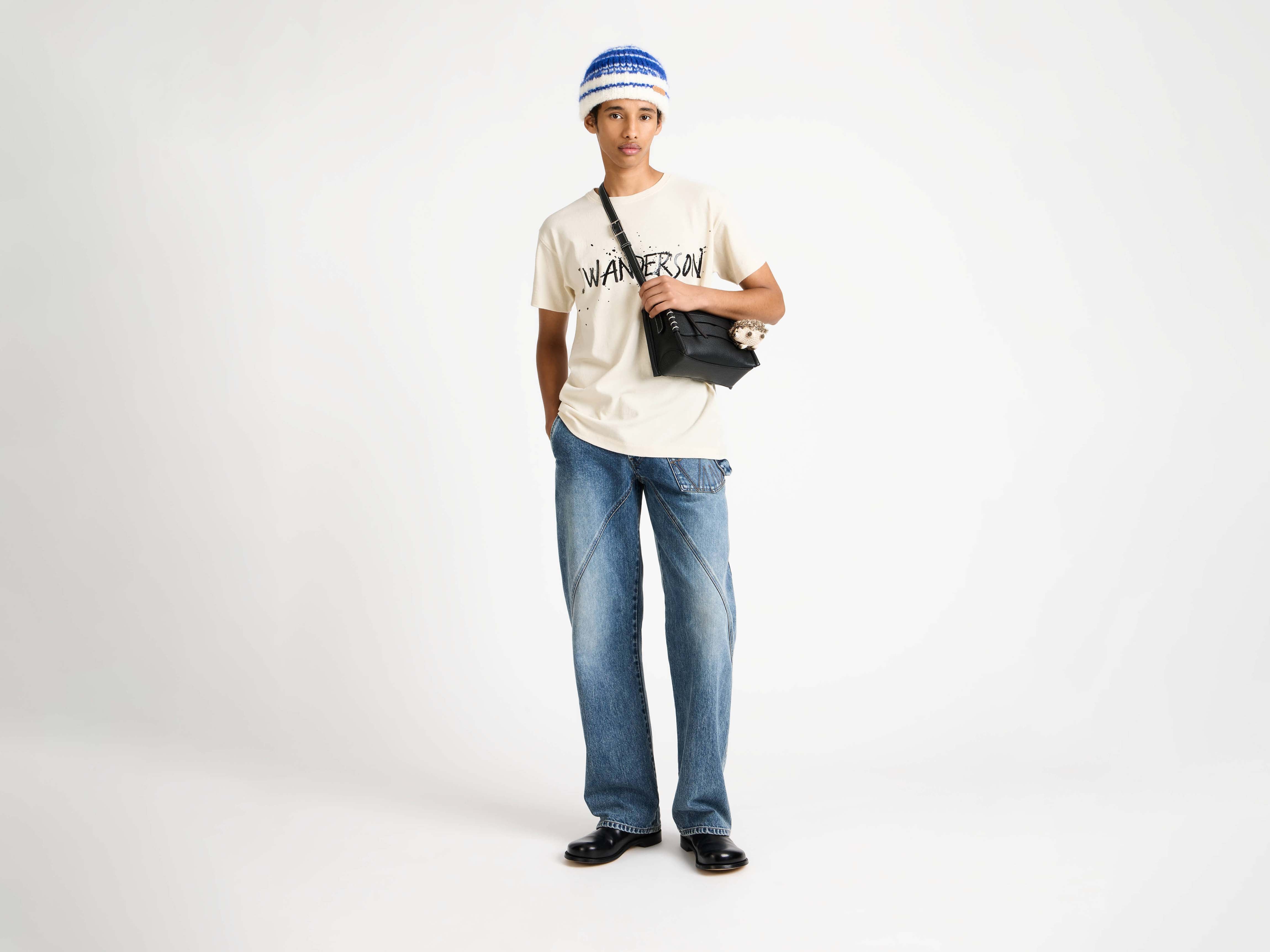 MENS CIRCULAR T-SHIRT IN ECRU - Image 5