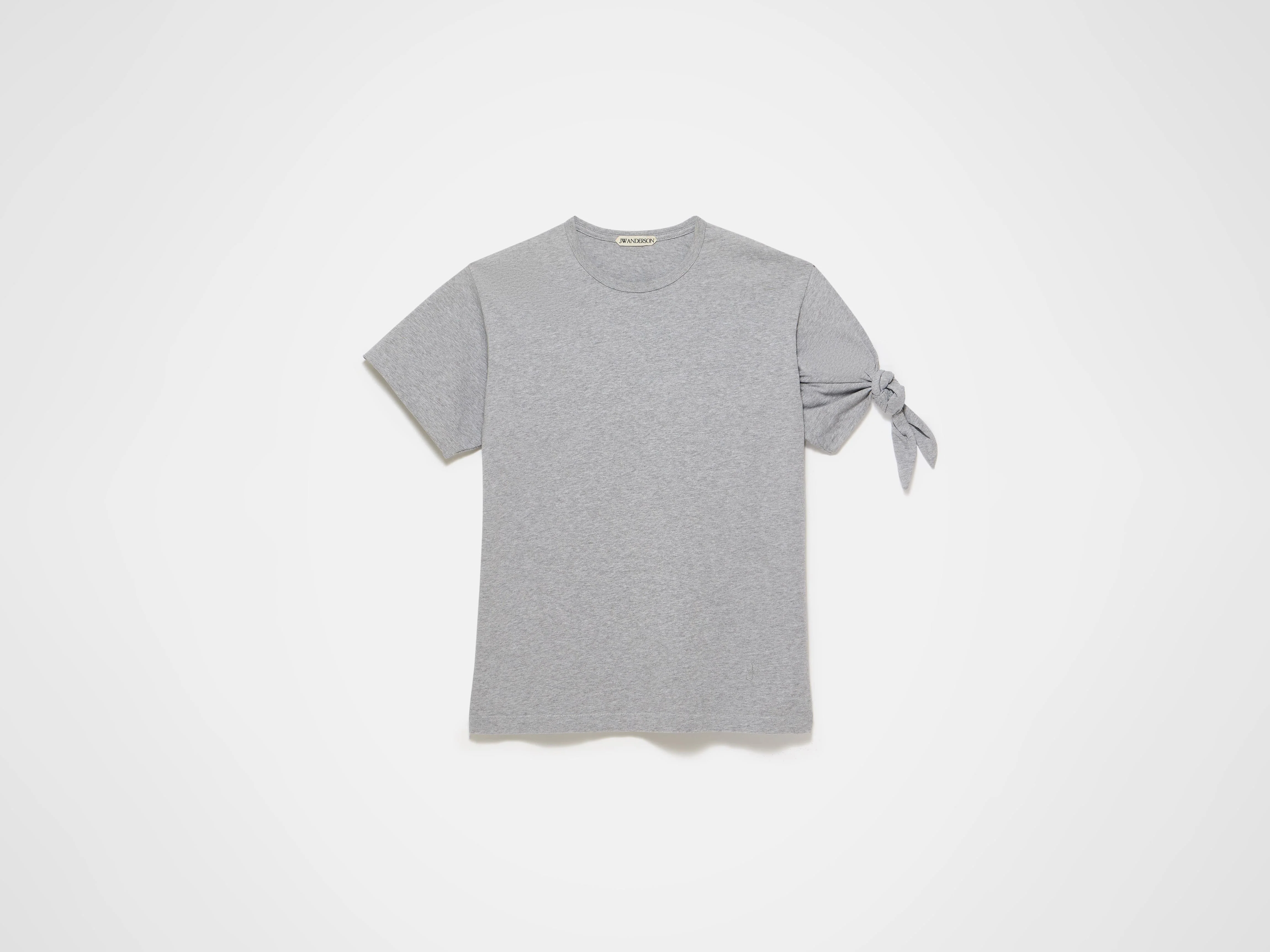 MENS KNOTTED SLEEVE T-SHIRT IN MID GREY MELANGE - Image 6