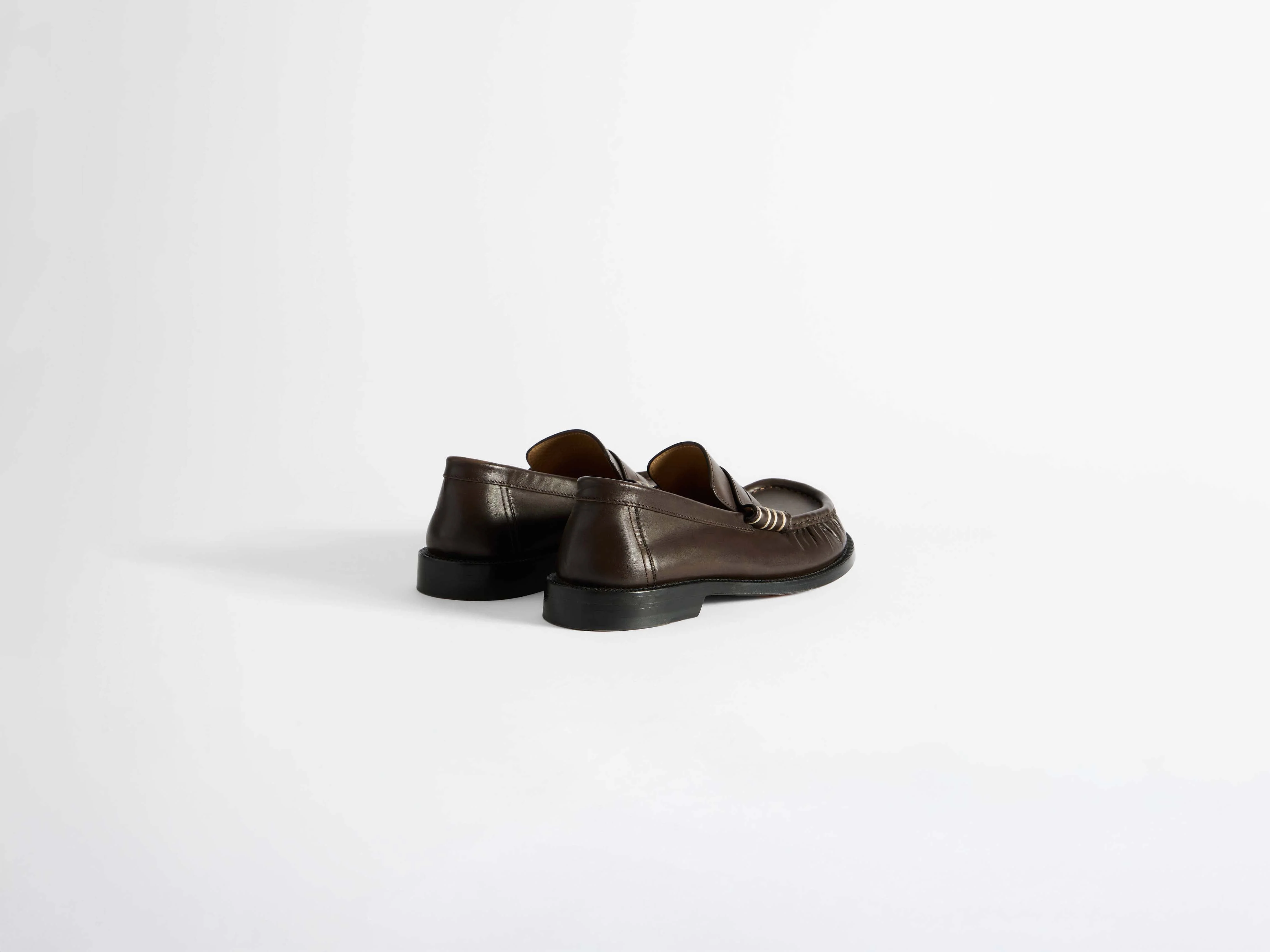 MENS LOAFER MOCCASINS IN CHOCOLATE BROWN - Image 3