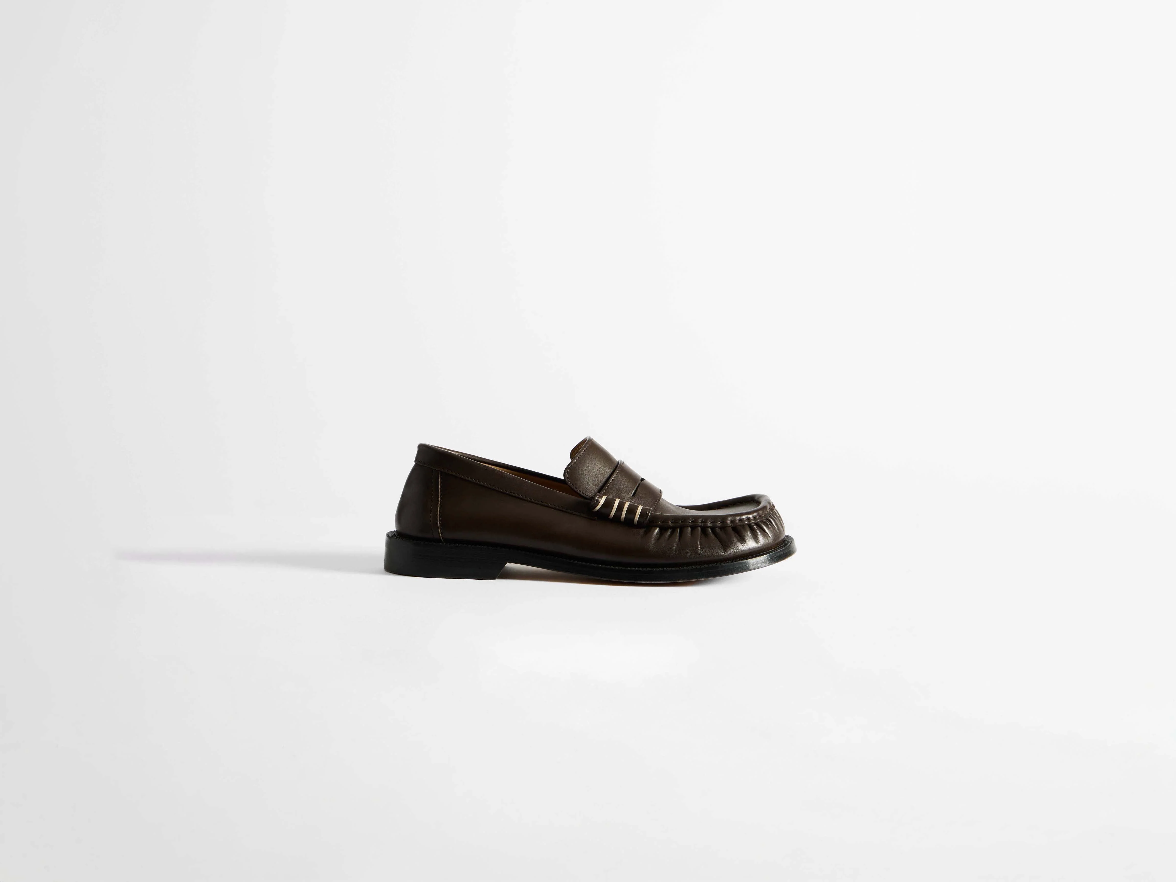 MENS LOAFER MOCCASINS IN CHOCOLATE BROWN - Image 4
