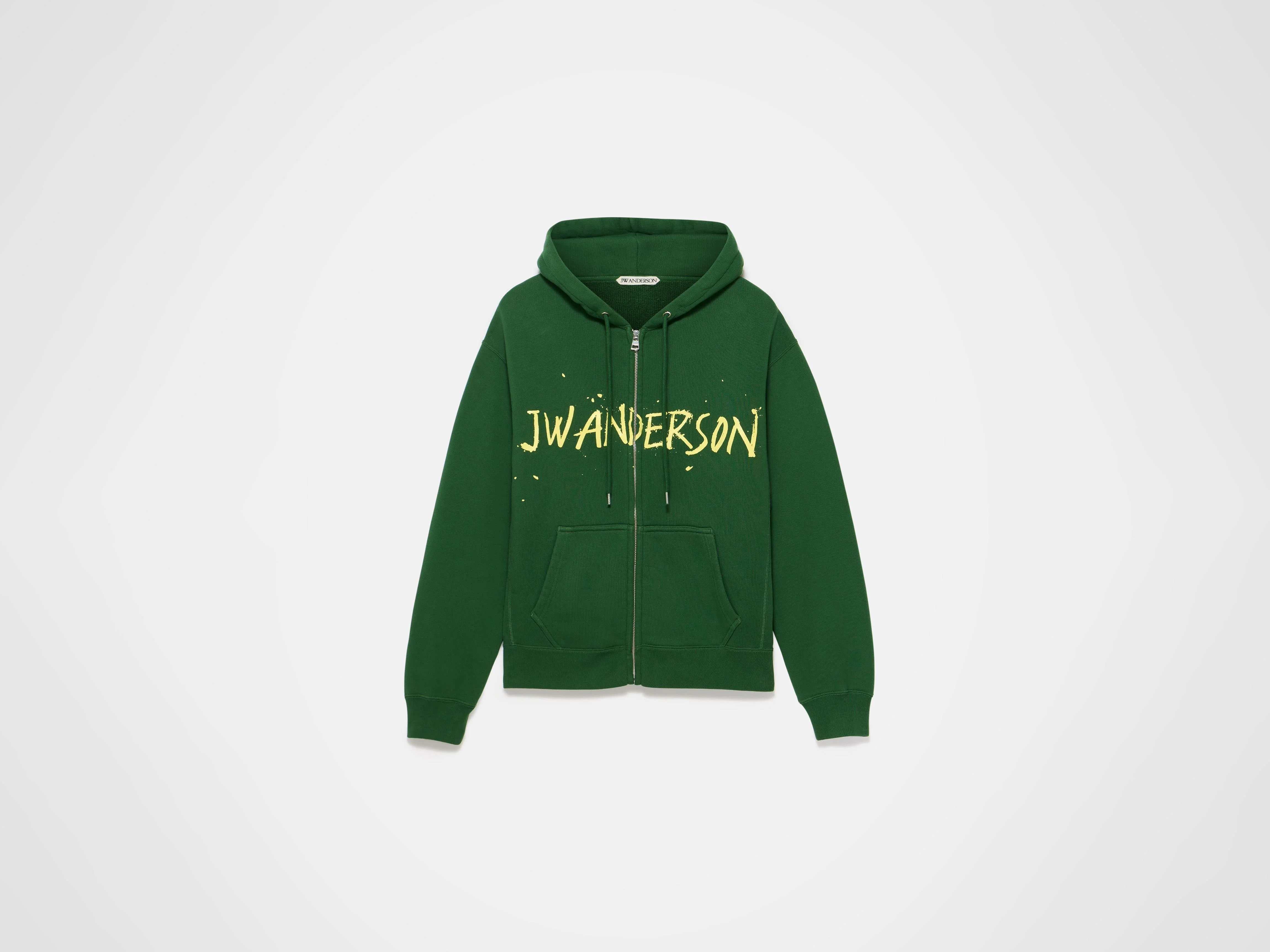 MENS ZIP FRONT PRINT HOODIE IN GREEN - Image 7