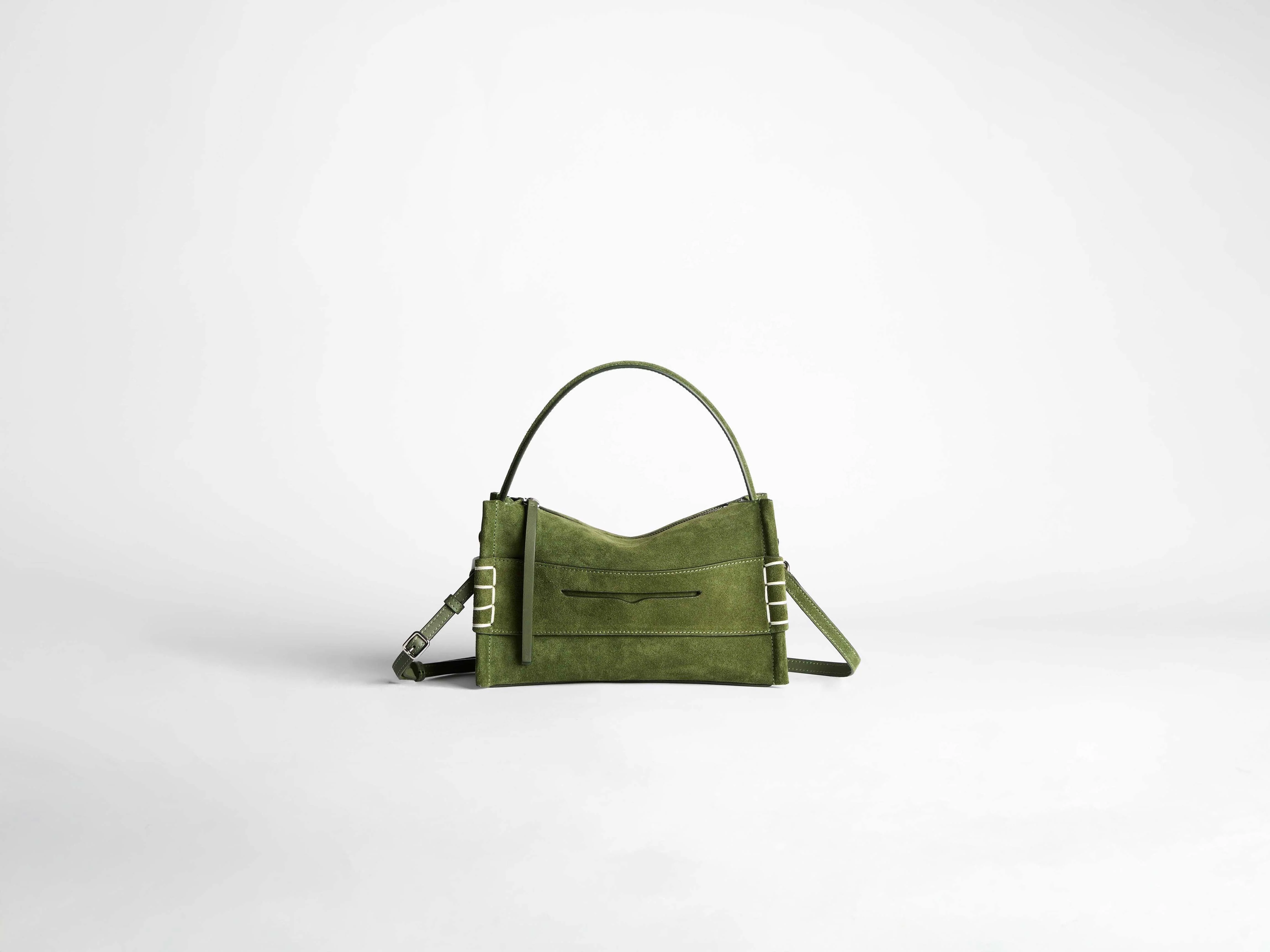 SMALL LOAFER BAG IN KHAKI SUEDE - Image 6