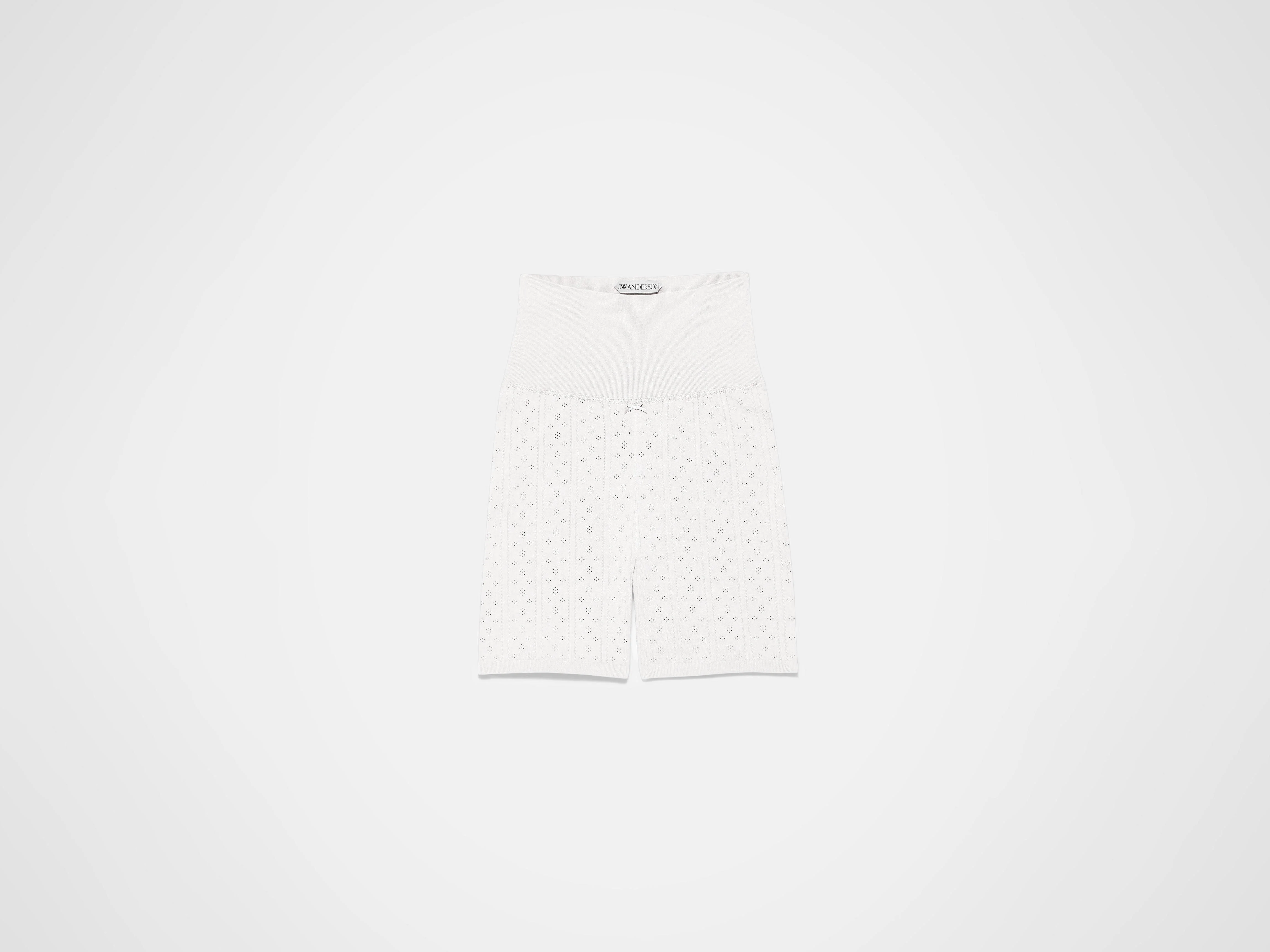 WOMENS KNITTED POINTELLE FITTED SHORTS IN WHITE - Image 6