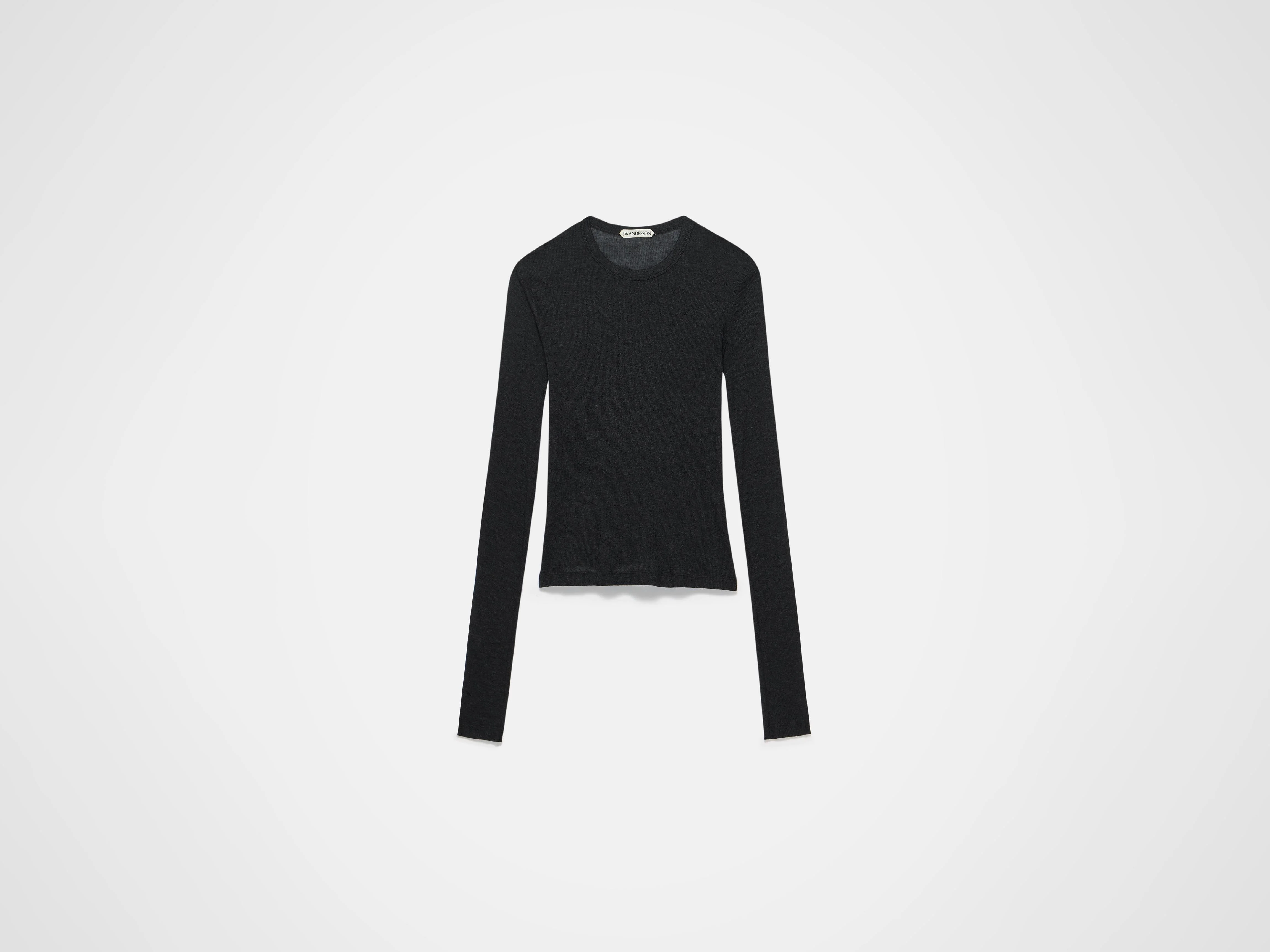 WOMENS LONG SLEEVE CREW NECKLINE TOP IN CHARCOAL MELANGE - Image 6